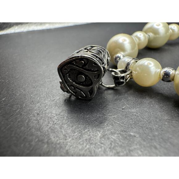 ALEXA'S ANGELS Heart Prayer Box Locket Charm Faux Pearl Beads Bracelet Sz 7.5 - Picture 4 of 8